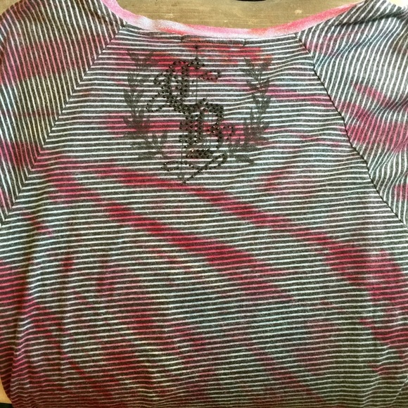 Crash and burn dye embellished 3/4 sleeve tee S - Picture 7 of 7